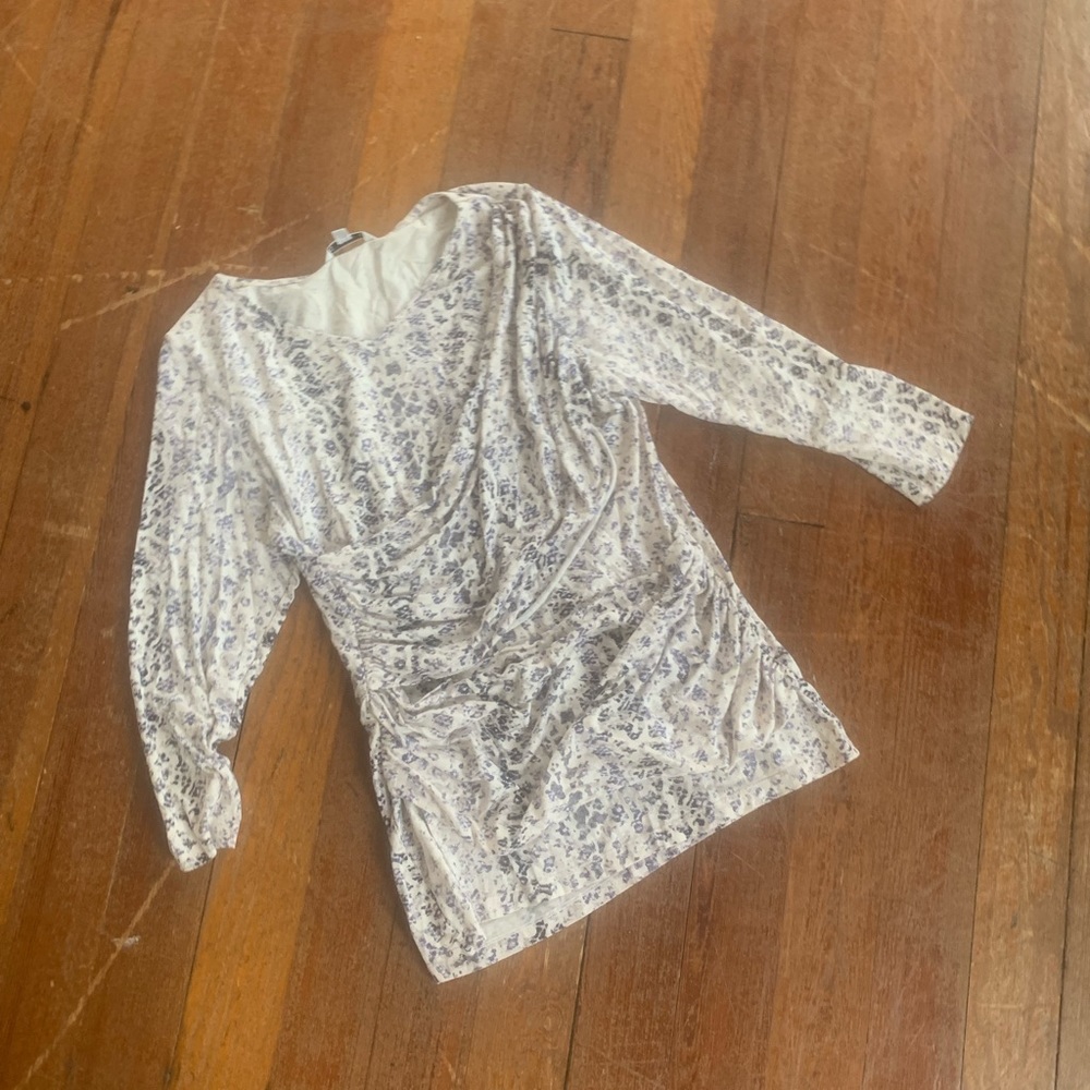 CAbi print fitted blouse nice material shirt Large